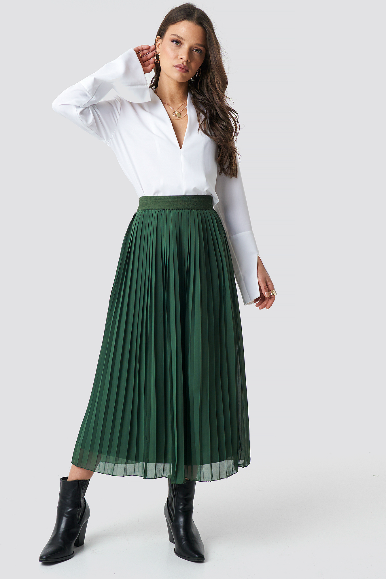 Pleated Skirt Green | na-kd.com